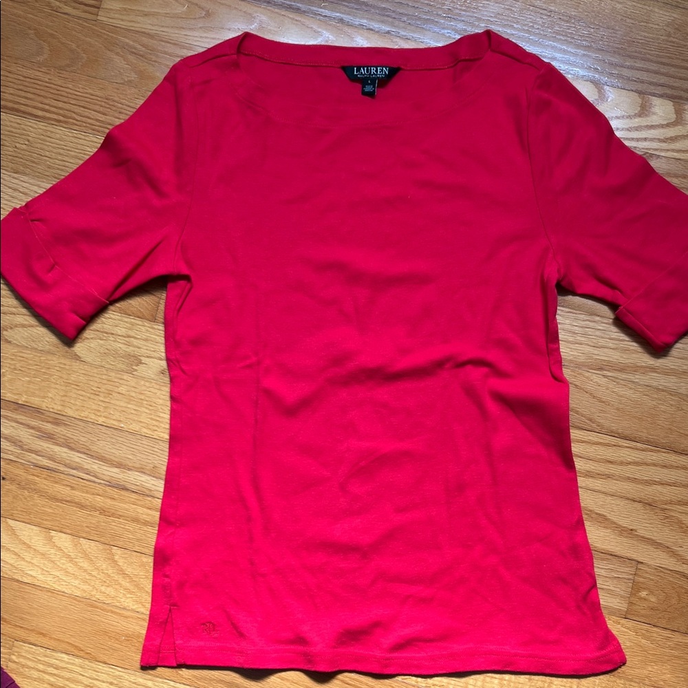 Lauren Ralph Lauren Vibrant Red Short-Sleeve Knit Tee